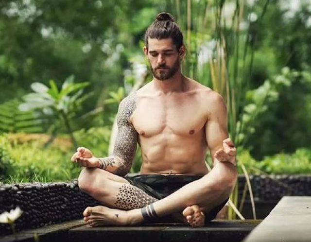 Men practicing yoga can calm down their personality, which i